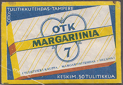 Tulitikkuetiketti, OTK margariinia 7 