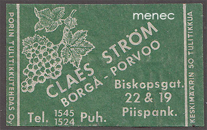 Kauppiasetiketti, Claes Ström, Porvoo 