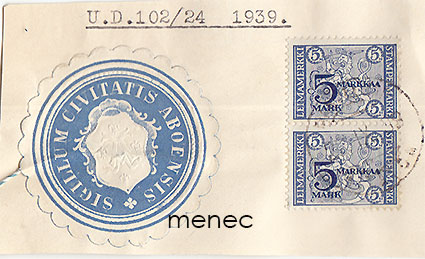 Paperisinetti, Sigillum civitatis Aboensis, 2 leimamerkillä 