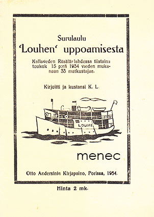 Surulaulu 'Louhen' uppoamisesta 