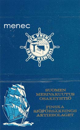 Tulitikkuetiketti, litteä aski, Suomen Merivakuutus Oy 