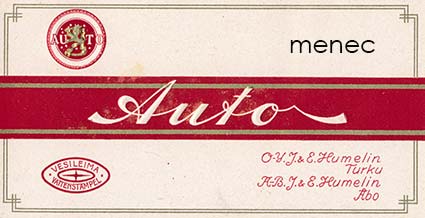 Auto, tupakkaetiketti 