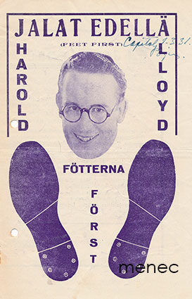Harold Lloyd, Jalat edellä, elokuvamainos 