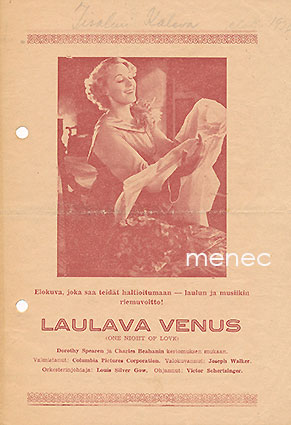 Laulava Venus, elokuvaesite 
