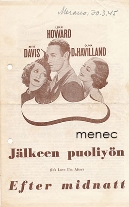 Jälkeen puoliyön, elokuvaesite 