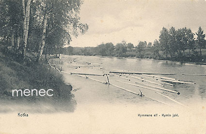 Kotka, tukkeja Kymijoessa 