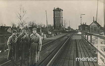 Rajajoki, Rautatiesilta, venäläisiä sotilaita 