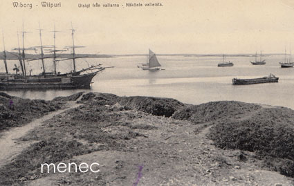 Viipuri, Näköala valleista, purjealuksia ja proomu 
