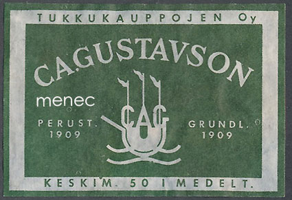 Kauppiasetiketti, C. A. Gustavson 
