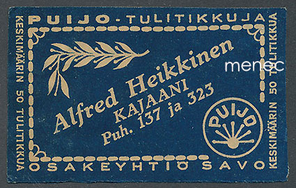 Kauppiasetiketti, Alfred Heikkinen, Kajaani 