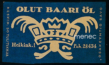 Tulitikkuetiketti, Olut Baari, Helsinki 