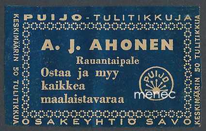 Kauppiasetiketti, A. J. Ahonen, Rauantaipale, Kaavi 