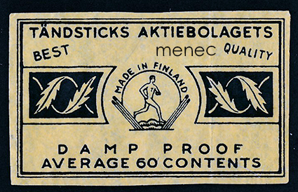 Vientietiketti, Tändsticks Aktiebolagets damp proof 