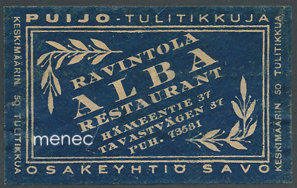 Kauppiasetiketti, Ravintola Alba, Tampere 