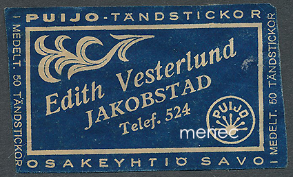 Kauppiasetiketti, Edith Vesterlund, Pietarsaari 