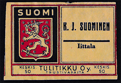 Kauppiasetiketti, K. J. Suominen, Iittala 