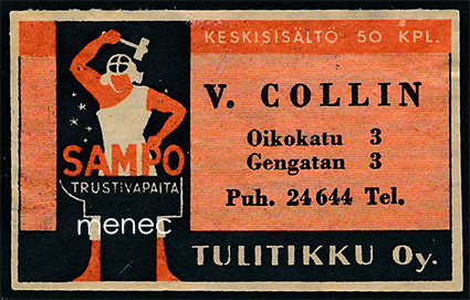 Seppä-etiketti, V. Collin, Helsinki 