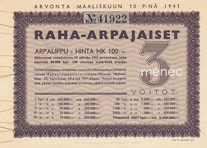 Raha-arpa 1941/3 