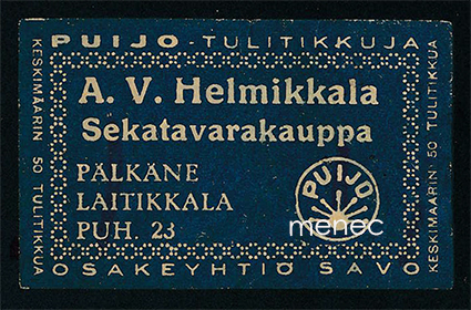 Kauppiasetiketti, A. V. Helmikkala, Pälkäne, Laitikkala 