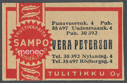 Kauppiasetiketti, Vera Peterson, Helsinki 