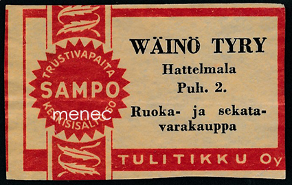 Kauppiasetiketti, Väinö Tyry, Hattelmala, Hämeenlinna 