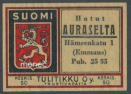 Kauppiasetiketti, Hatut Auraselta, Tampere 