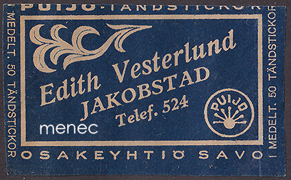 Kauppiasetiketti, Edith Vesterlund, Pietarsaari 