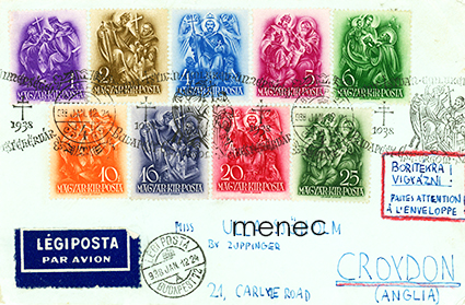 Unkari, sarjaa Pyhän Tapanin kuolemasta 900 vuotta, kirjeellä Engantiin 1938, 9 kpl 