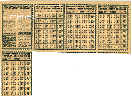Suomen Valtion leipäkortti. Viikot 49-52/1919 