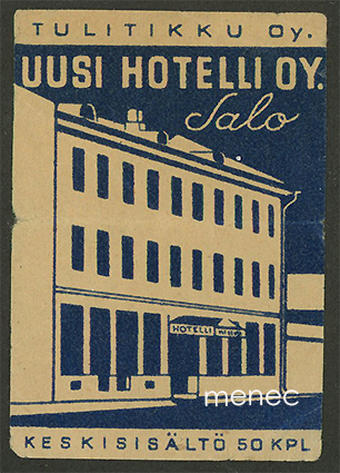 Tulitikkuetiketti, Uusi Hotelli Oy, Salo 