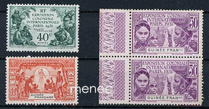 Ranska, Guinea, Pariisin siirtomaanäyttely 1931, 3 arvoa 