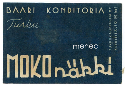 Tulitikkuetiketti, Moko Näkki, kahvila konditoria, Turku 