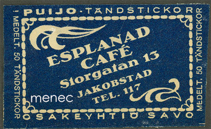 Kauppiasetiketti, Esplanad Café, Pietarsaari 