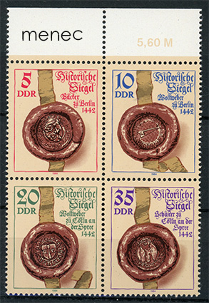 Saksa, DDR, vanhoja sinettejä 1984, nelilö 