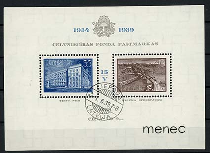 Latvia, presidentti Ulmaniksen virkaanastujaisista 5 vuotta, pienoisarkki 1939 