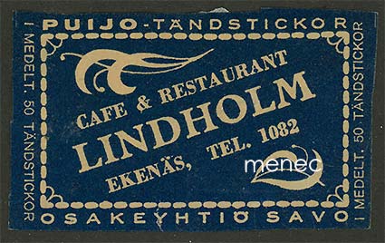 Kauppiasetiketti, Cafe & restaurant Lindholm, Tammisaari 