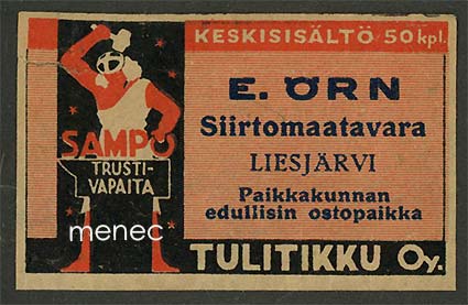Seppä-etiketti, E. Örn, Liesjärvi 