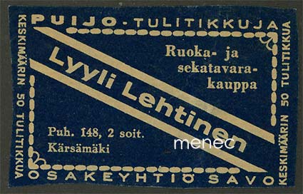 Kauppiasetiketti, Lyyli Lehtinen, Kärsämäki 