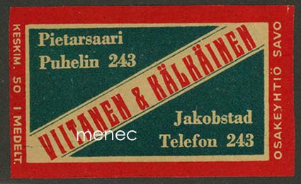 Kauppiasetiketti, Viitanen & Kälkäinen, Pietarsaari 