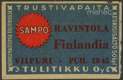 Tulitikkuetiketti, Ravintola Finlandia, Viipuri 