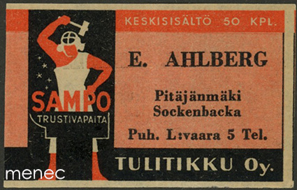 Seppä-etiketti, E. Ahlberg, Pitäjänmäki 