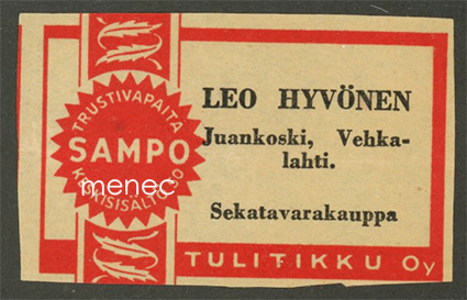 Kauppiasetiketti, Leo Hyvönen, Juankoski, Vehkalahti 