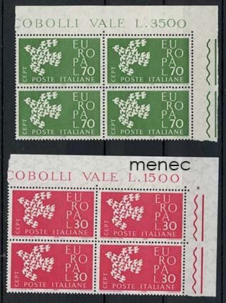 Italia, Europa 1961-1965, päätyryhmät 