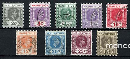 Iso-Britannia, Mauritius, käyttösarjaa 1938, 9 kpl 