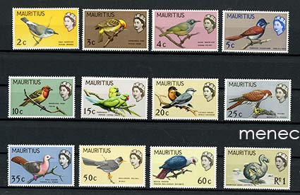 Iso-Britannia, Mauritius, lintuja 1965, 12 kpl 