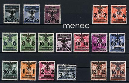 Saksa, Generalgouvernement, kotkaylipainanta puolalaisille merkeille 1940, kaikki 4 julkaisuerää 