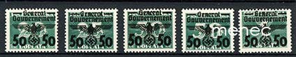 Saksa, Generalgouvernement, puolalaiset lunastusmerkit ylipainamalla käyttömerkkeinä 1940 