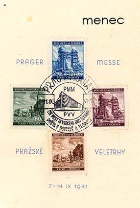 Saksa, Böömi-Määri, Prahan messut 1941, postin erityispainate messujen merkeillä ja leimalla 
