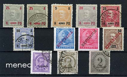 Portugali, Azorit, käyttösarjoja 1885-, 12 kpl 
