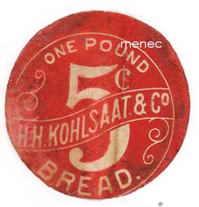 USA, Leipäsinetti, H. H. Kohlsaat & Co, Chicago, 5c, one pound bread 